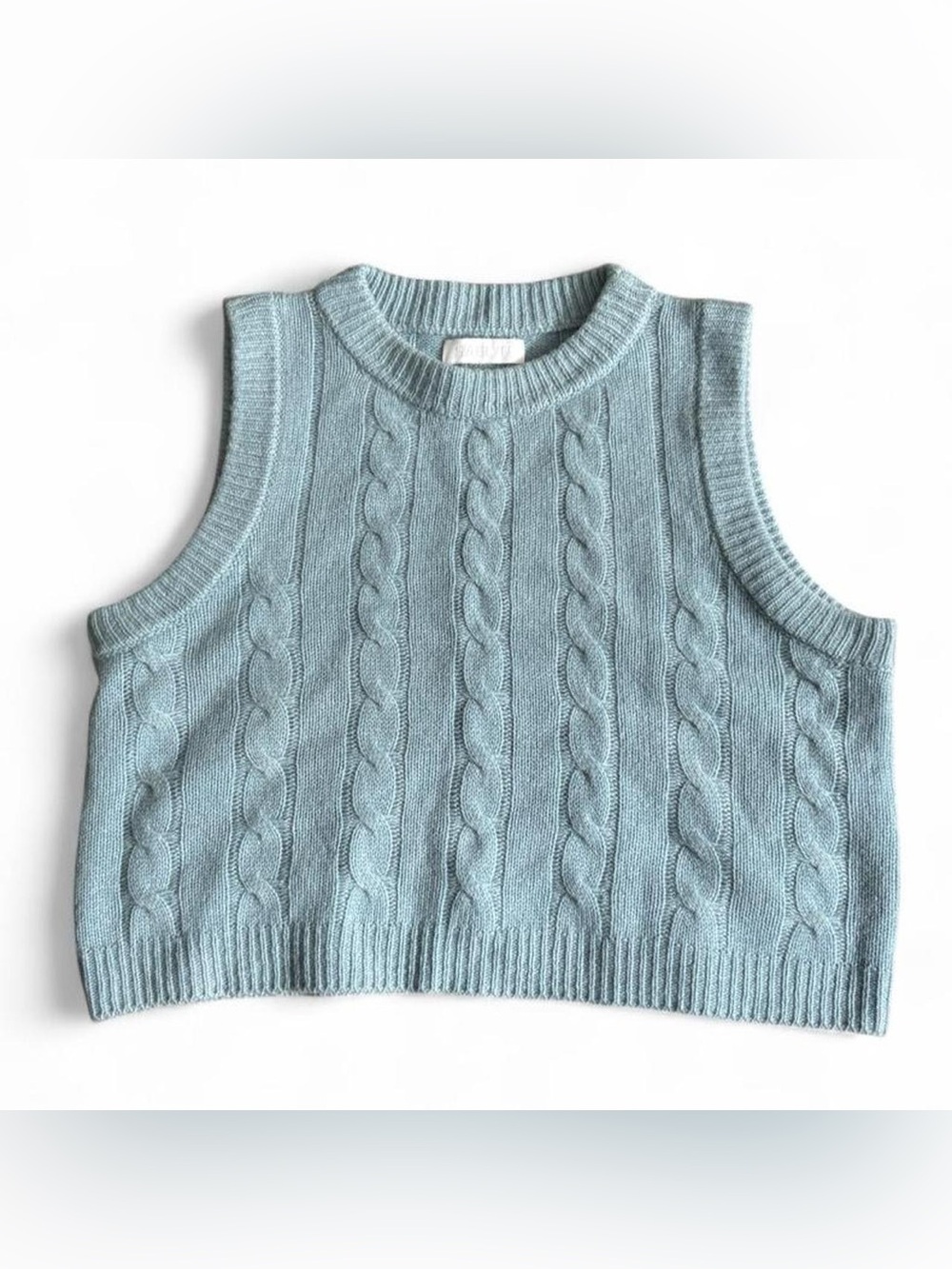 Sablyn cashmere light blue cable knit sweater vest